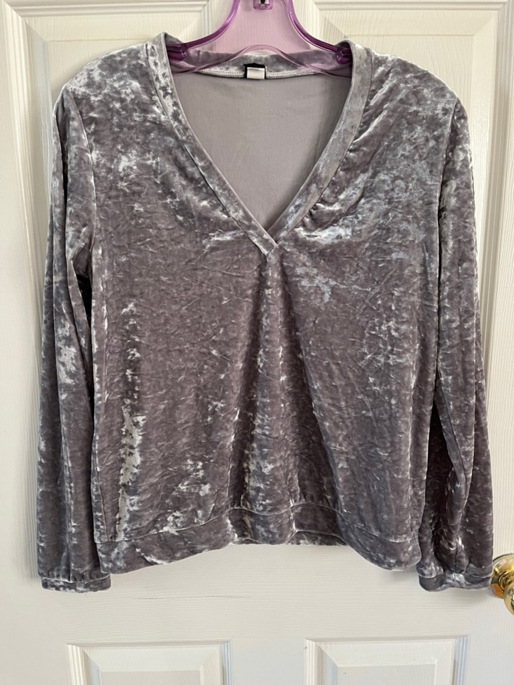 Only Hearts Silver Crushed Velvet V-Neck